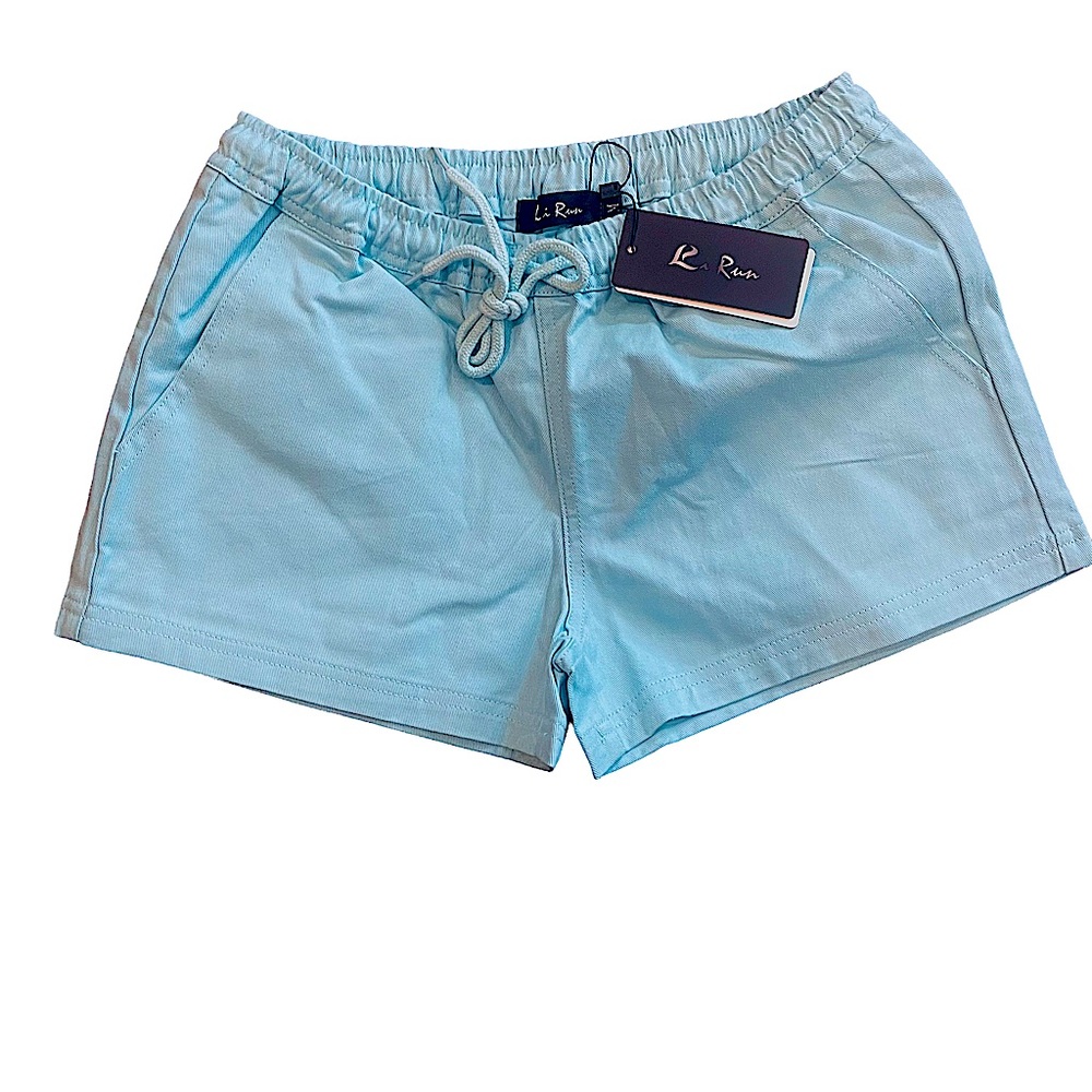 NWT Cute Li Ru Fashion Drawstring Shorts Seafoam Blue Size Small Medium